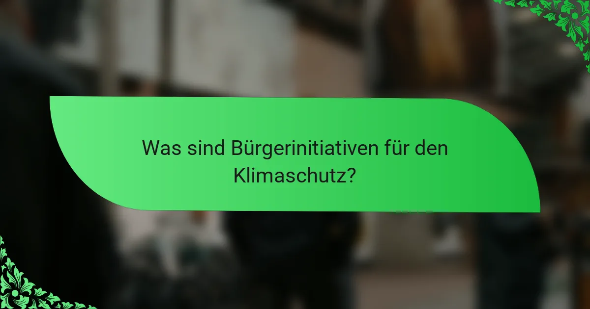 Was sind Bürgerinitiativen für den Klimaschutz?