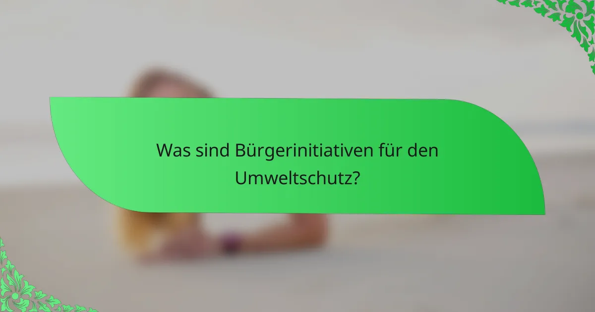 Was sind Bürgerinitiativen für den Umweltschutz?