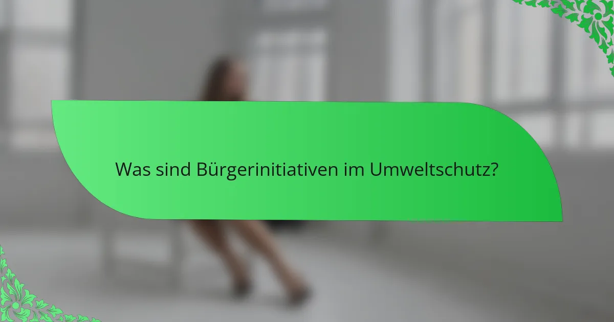 Was sind Bürgerinitiativen im Umweltschutz?