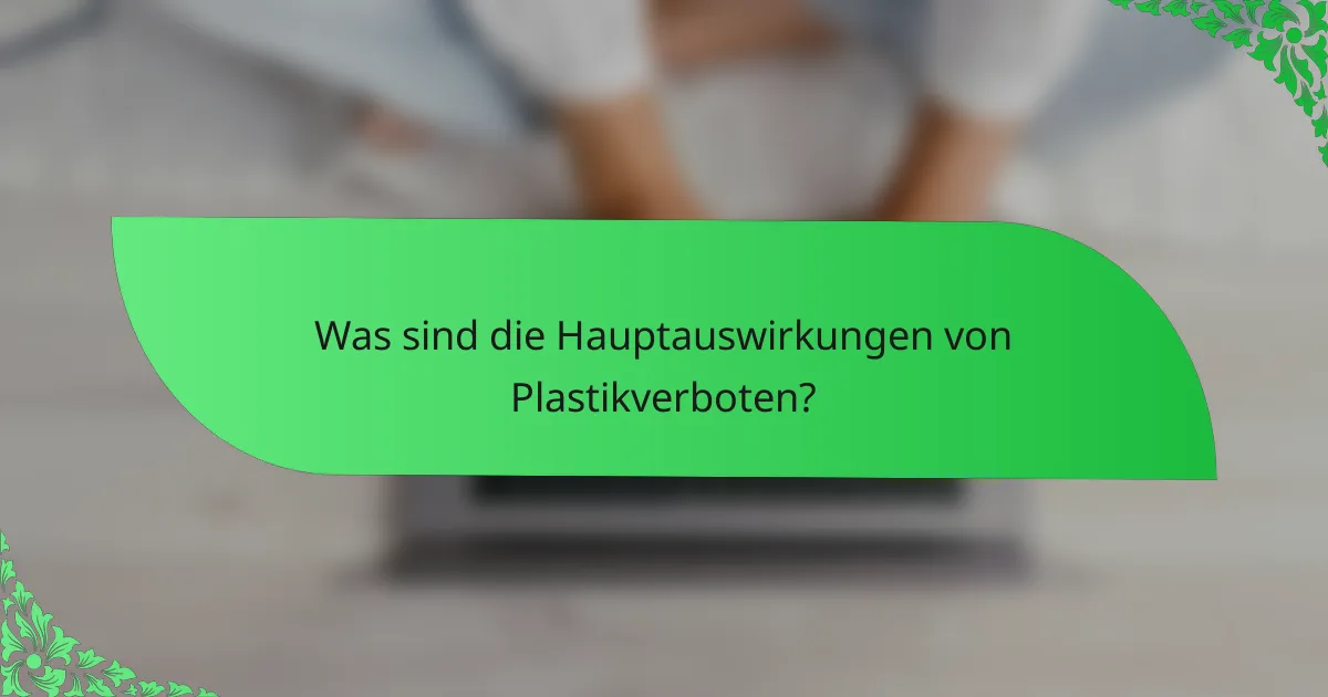 Was sind die Hauptauswirkungen von Plastikverboten?