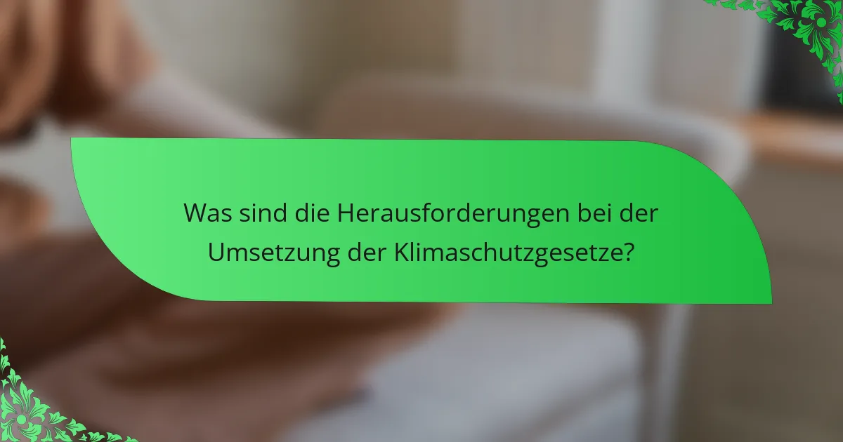 Was sind die Herausforderungen bei der Umsetzung der Klimaschutzgesetze?