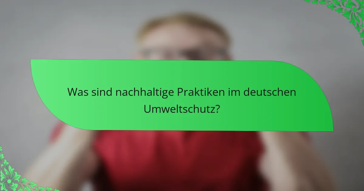 Was sind nachhaltige Praktiken im deutschen Umweltschutz?