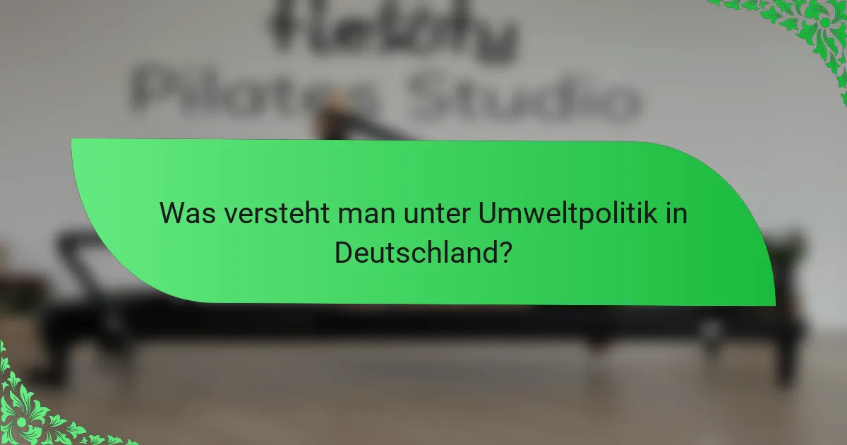 Was versteht man unter Umweltpolitik in Deutschland?