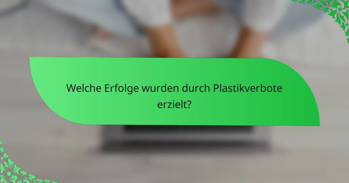 Welche Erfolge wurden durch Plastikverbote erzielt?