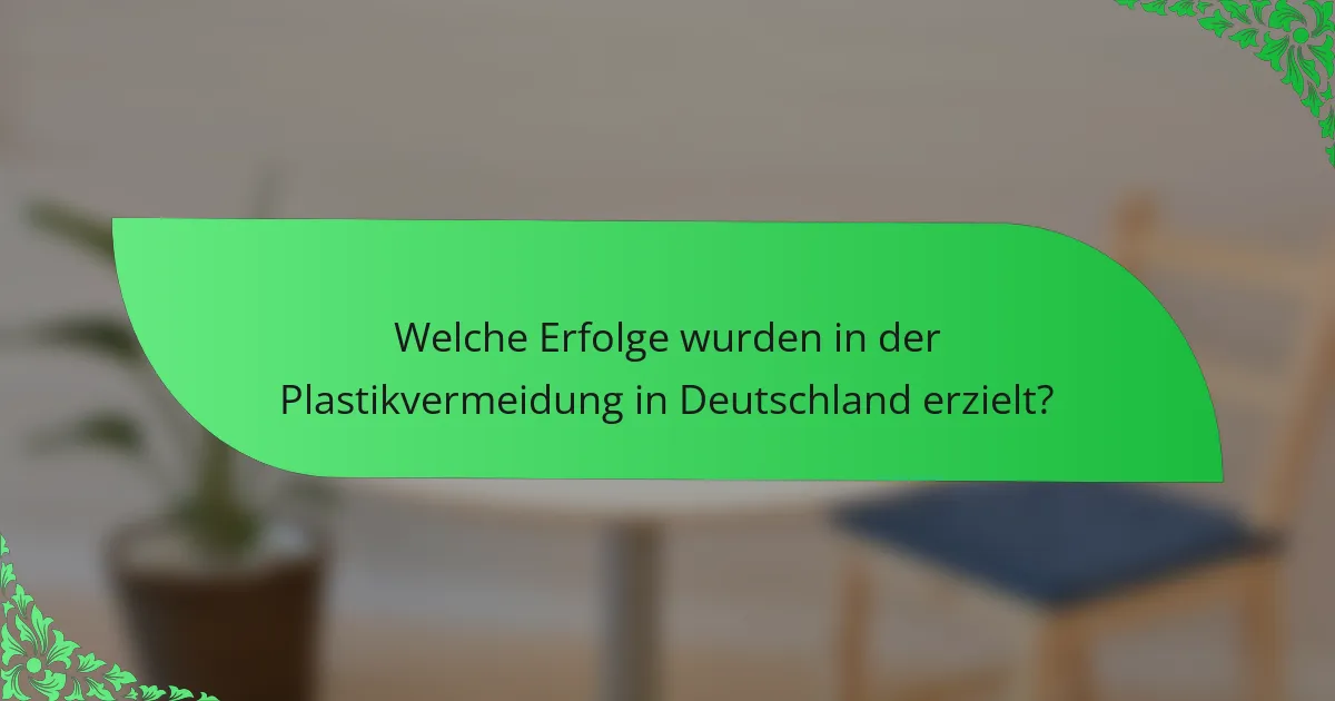 Welche Erfolge wurden in der Plastikvermeidung in Deutschland erzielt?