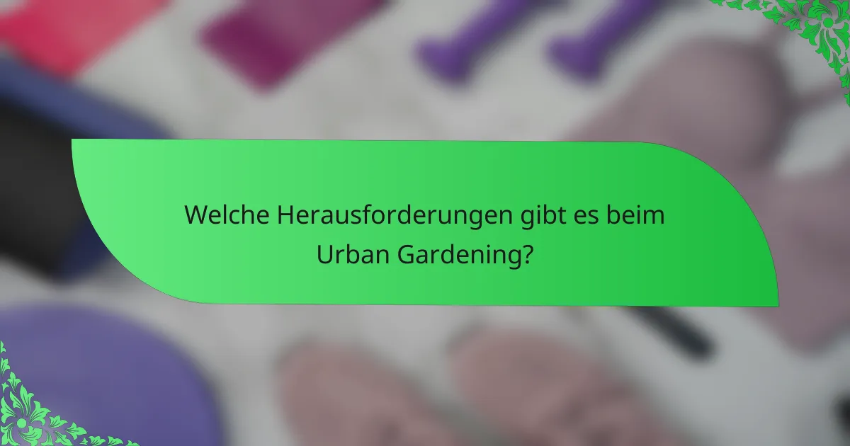 Welche Herausforderungen gibt es beim Urban Gardening?