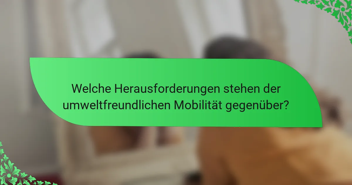 Welche Herausforderungen stehen der umweltfreundlichen Mobilität gegenüber?