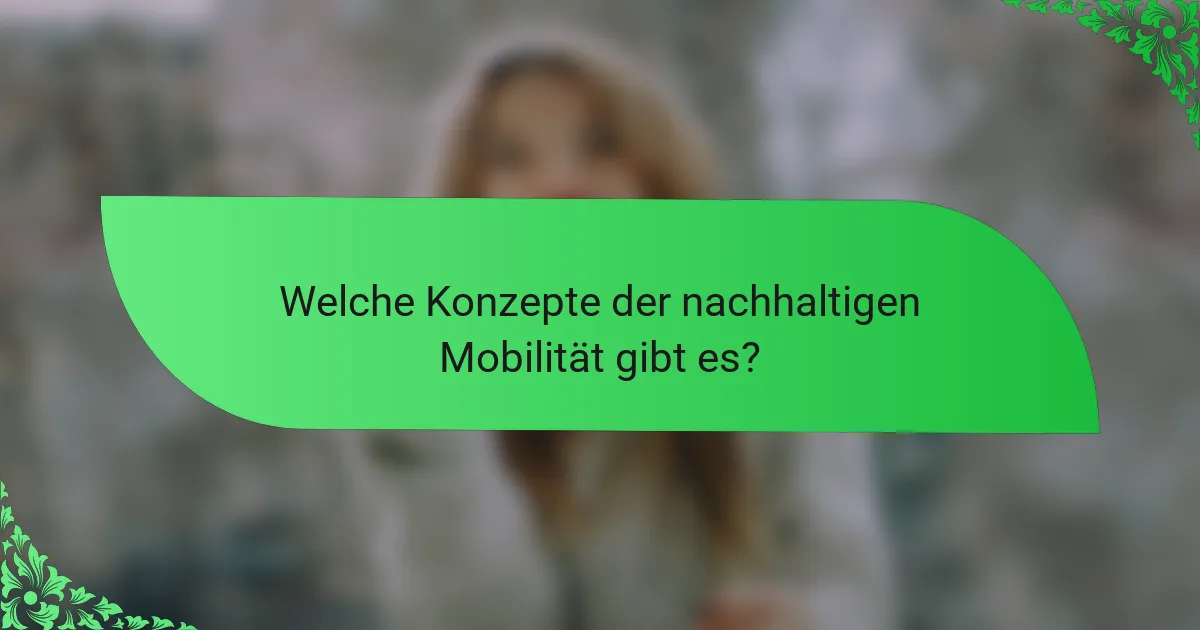Welche Konzepte der nachhaltigen Mobilität gibt es?