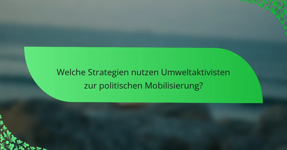 Welche Strategien nutzen Umweltaktivisten zur politischen Mobilisierung?