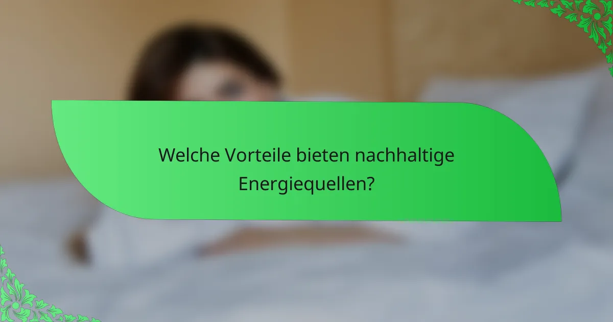 Welche Vorteile bieten nachhaltige Energiequellen?
