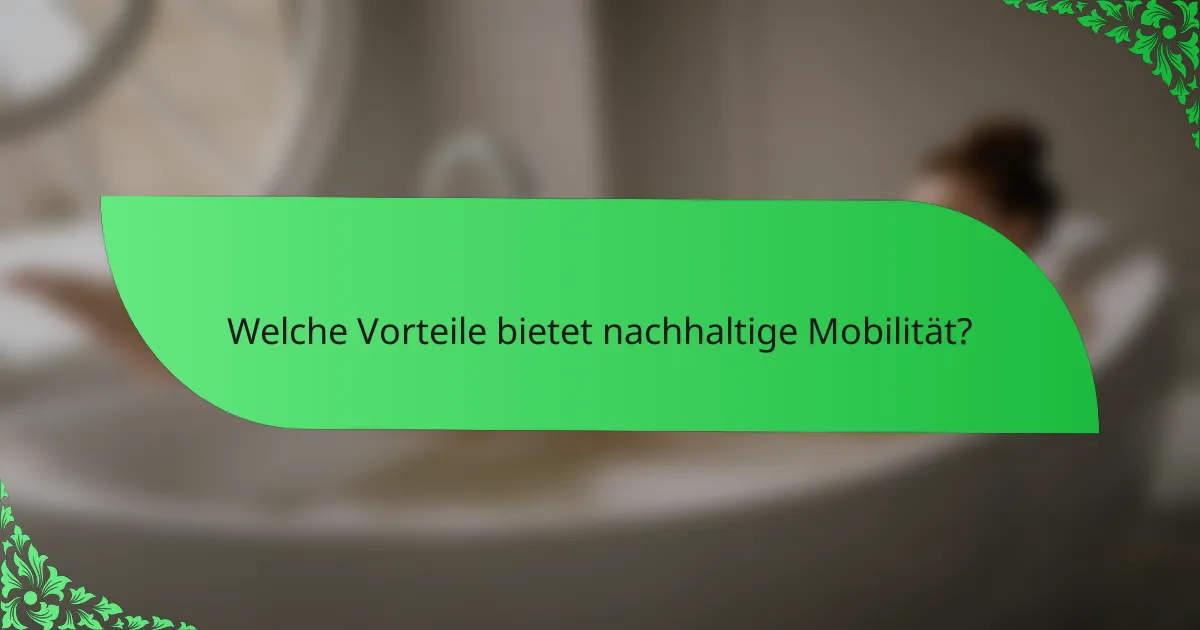 Welche Vorteile bietet nachhaltige Mobilität?