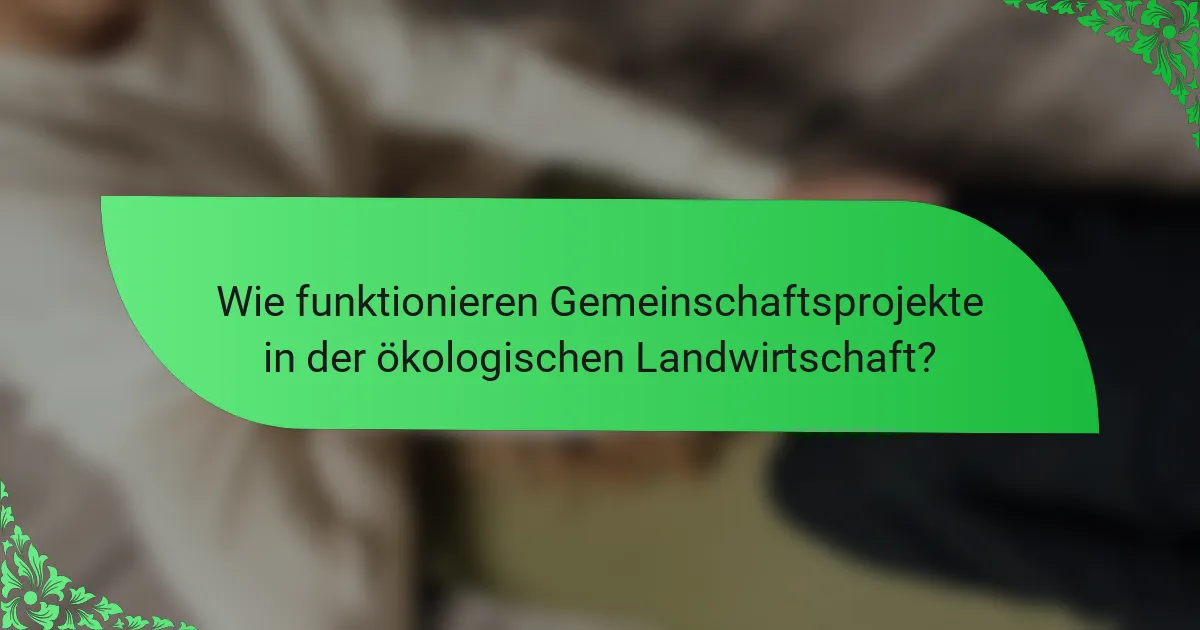 Wie funktionieren Gemeinschaftsprojekte in der ökologischen Landwirtschaft?