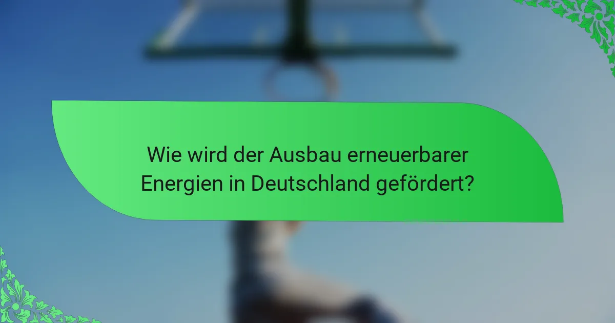 Wie wird der Ausbau erneuerbarer Energien in Deutschland gefördert?