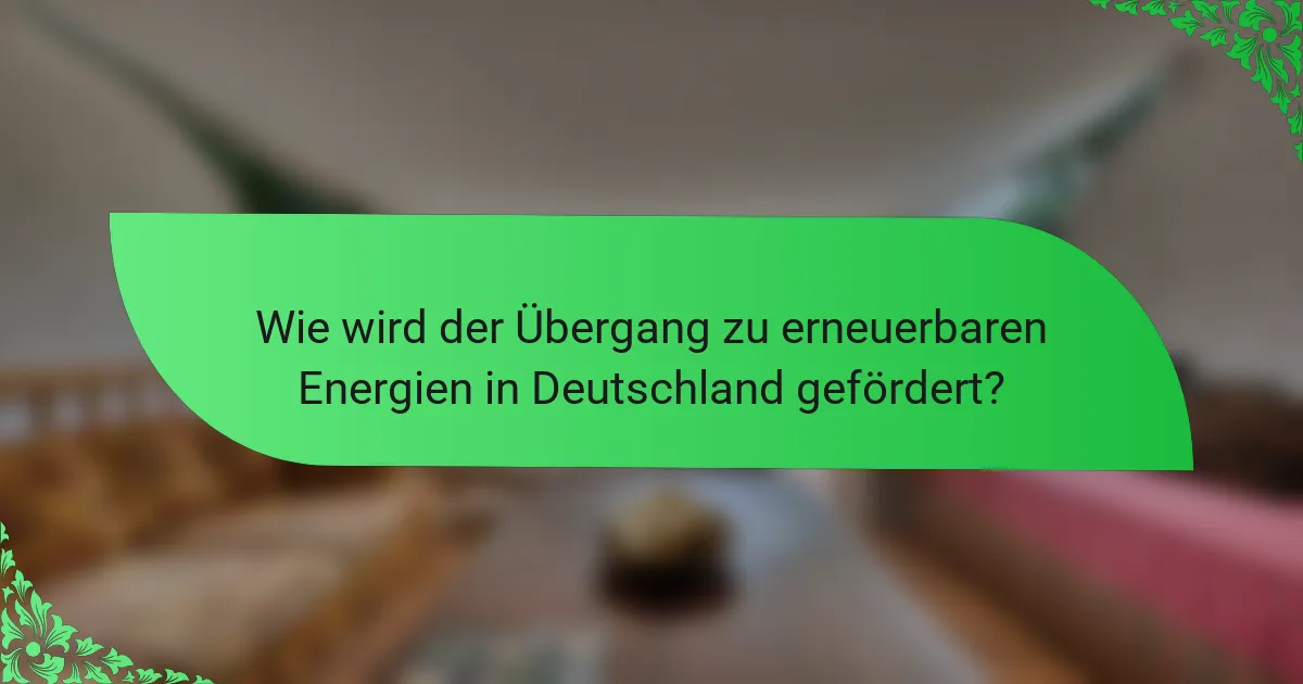 Wie wird der Übergang zu erneuerbaren Energien in Deutschland gefördert?
